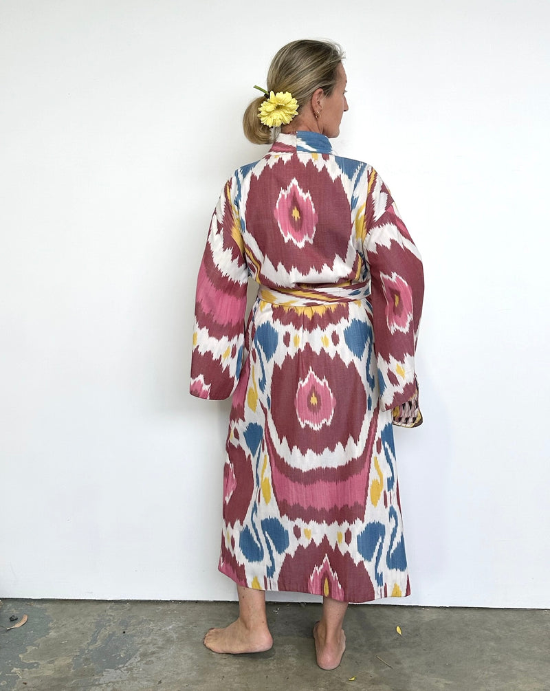 DREAM WEAVER IKAT ROBE - SUNBURST IKAT/TRIBAL IKAT LINING