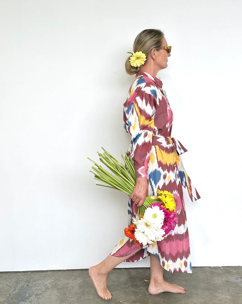 DREAM WEAVER SHIRT DRESS - SUNBURST IKAT