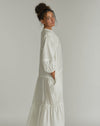 Khadi Cotton Tiered Dress - White