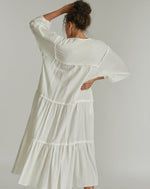 Khadi Cotton Tiered Dress - White